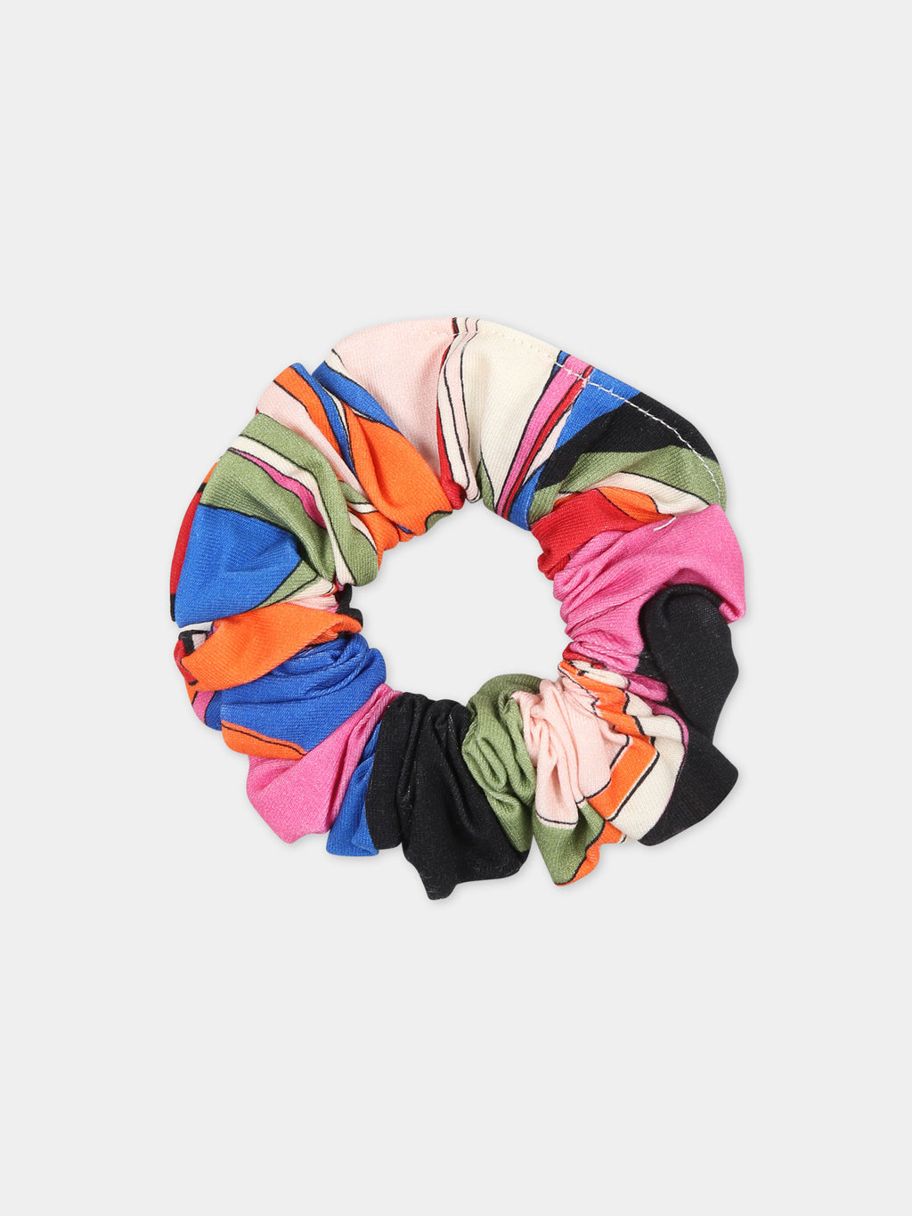 Multicolor hair tie for girl with iconic multicolor print